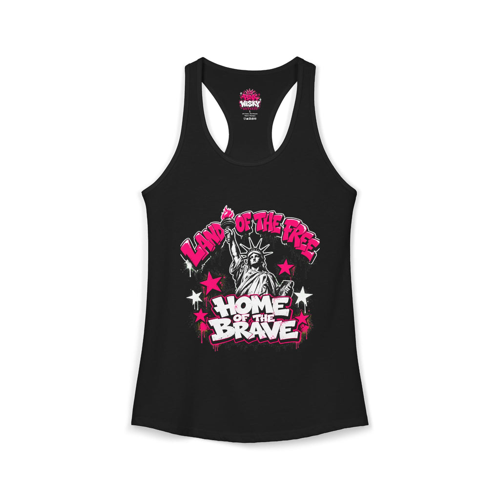 Land Of The Free Racerback Tank - Pink Wisky Streetwear
