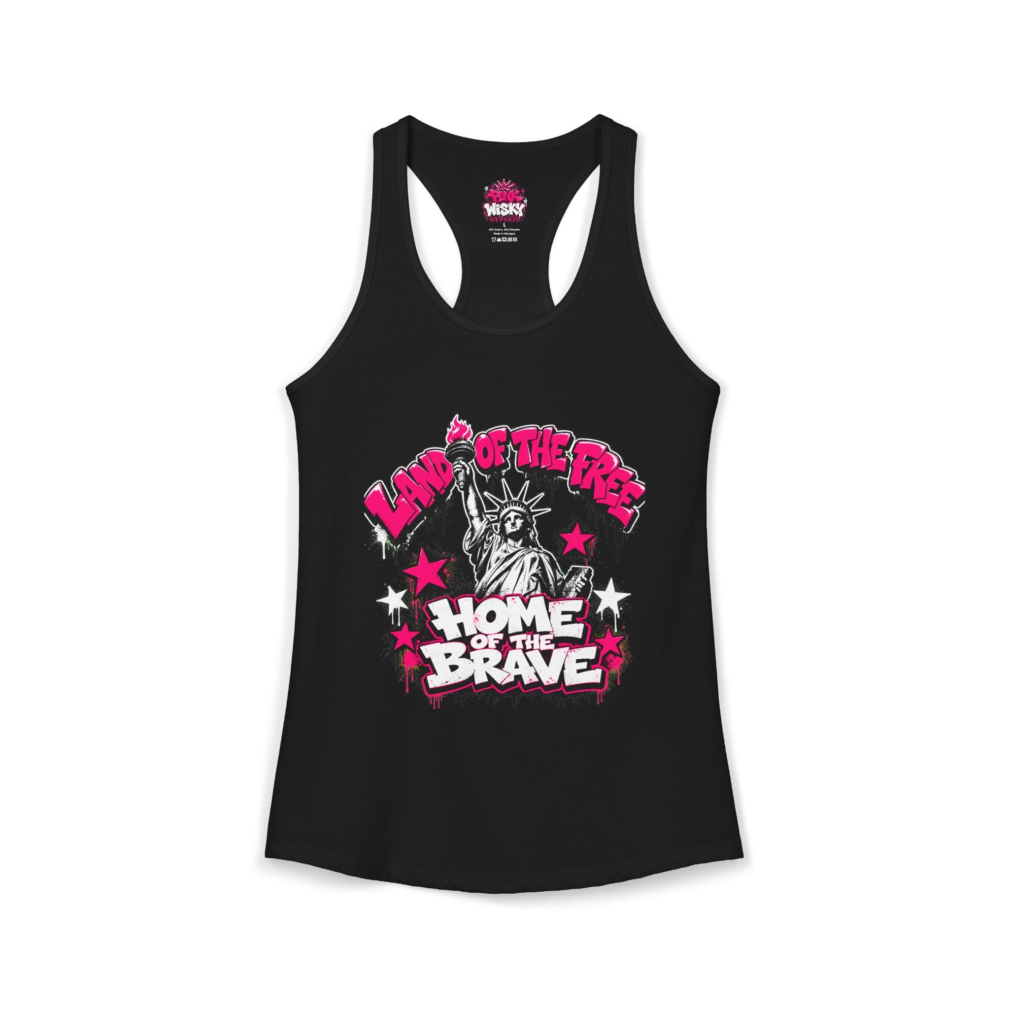 Land Of The Free Racerback Tank - Pink Wisky Streetwear