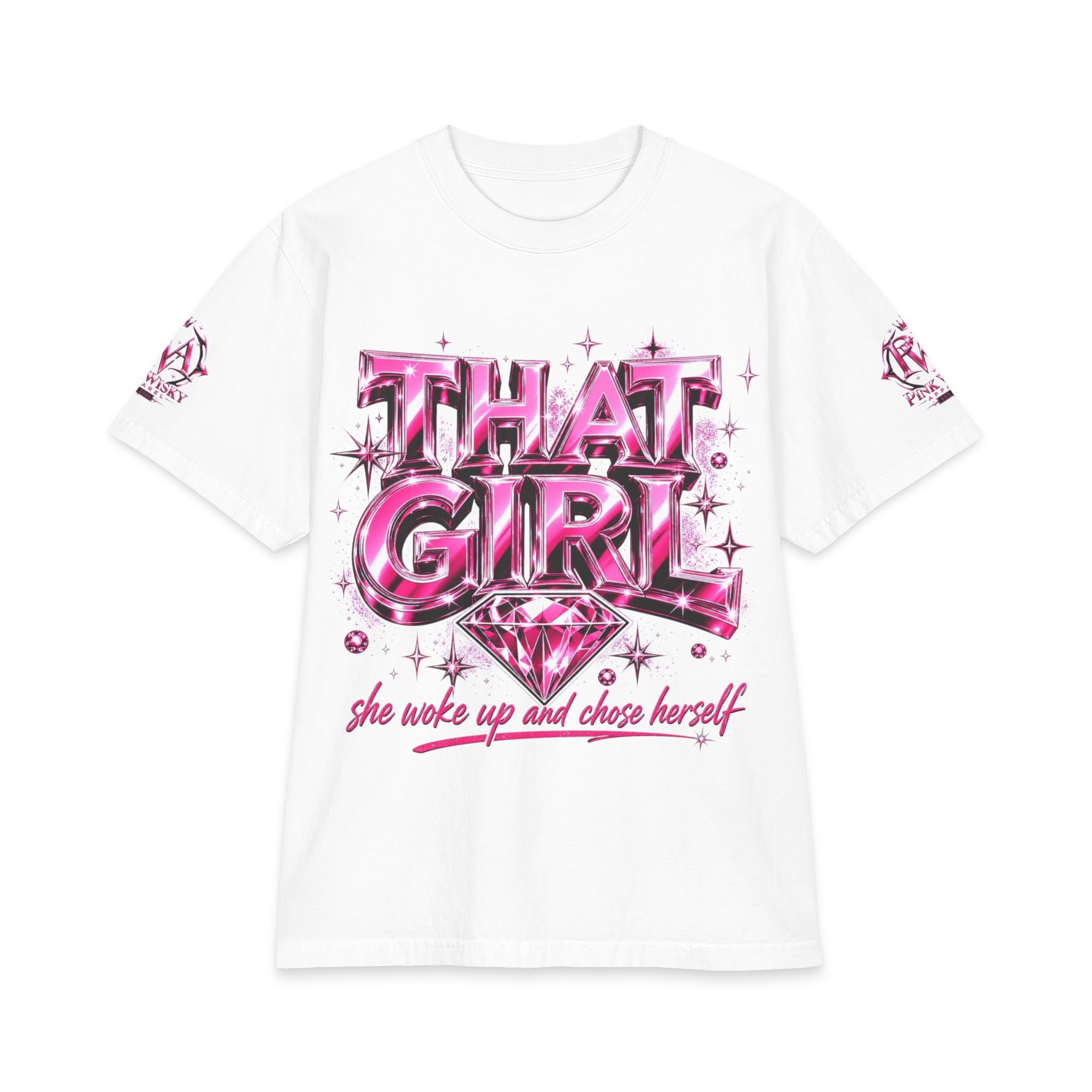 That Girl Graphic T‑Shirt — "She Woke Up and Chose Herself" Pink Diamond Tee