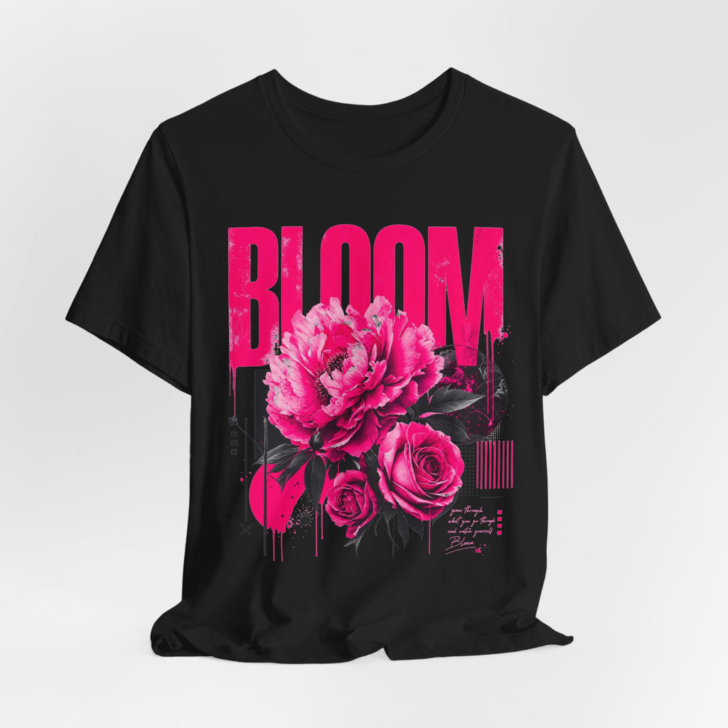 Abstract Bloom Graphic Tee — Women's Floral Pink Streetwear T-Shirt