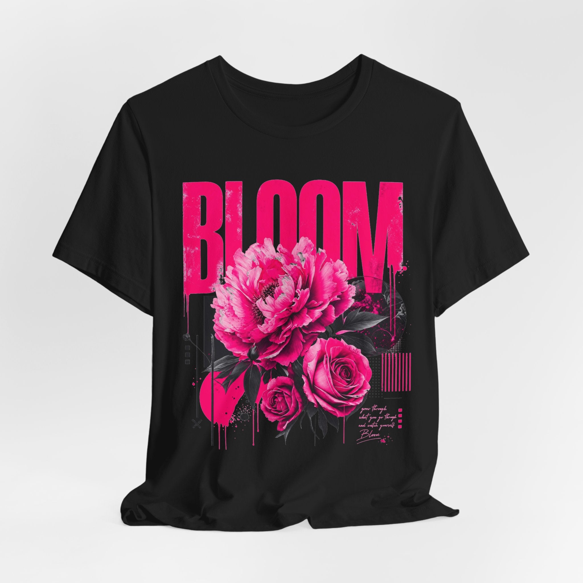 Abstract Bloom Graphic Tee — Women's Floral Pink Streetwear T-Shirt