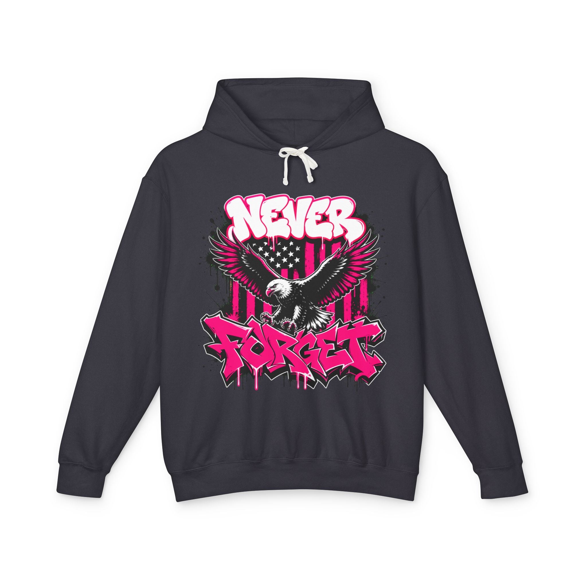 Never Forget Eagle Hoodie — Pink Wisky Graffiti Streetwear