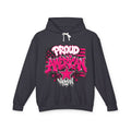 Proud American Woman Hoodie — Pink Graffiti Star Patriotic Pullover