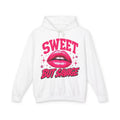 Sweet But Savage Hoodie — Graphic Lip Print Lightweight Hooded Sweatshirt