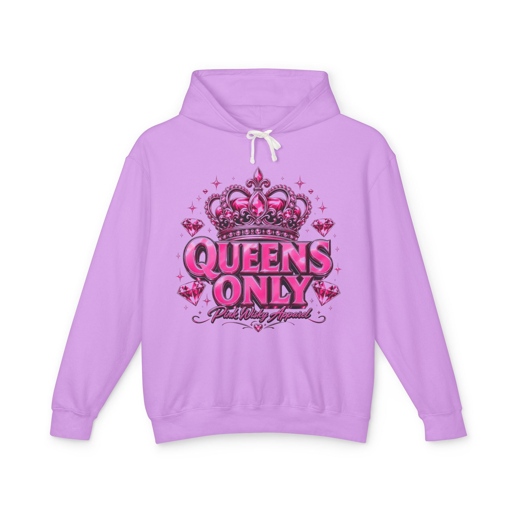 Queens Only Hoodie — Pink Crown Graphic Sweatshirt for Women