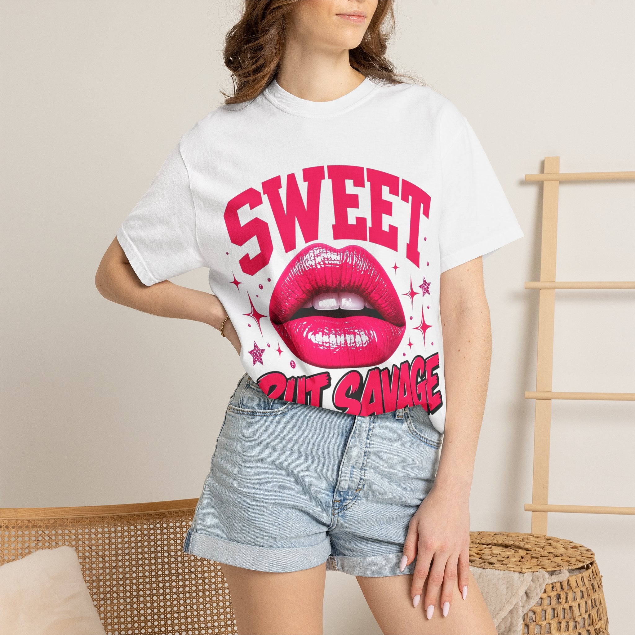 Sweet But Savage Garment-Dyed Tee — Women's Vintage Wash Graphic T-Shirt