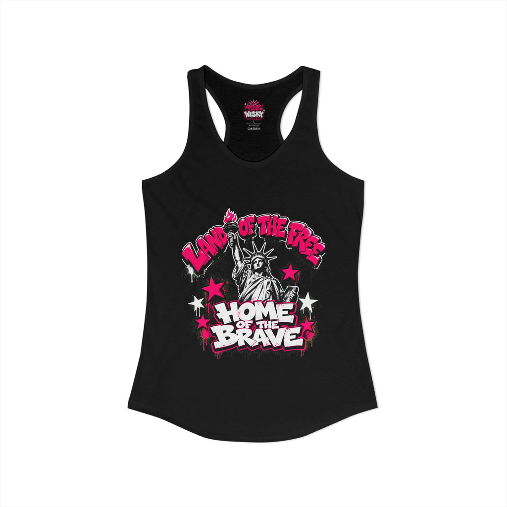 Land Of The Free Racerback Tank - Pink Wisky Streetwear
