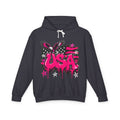 USA Graffiti Eagle Hoodie – Pink Patriotic Flag Sweatshirt