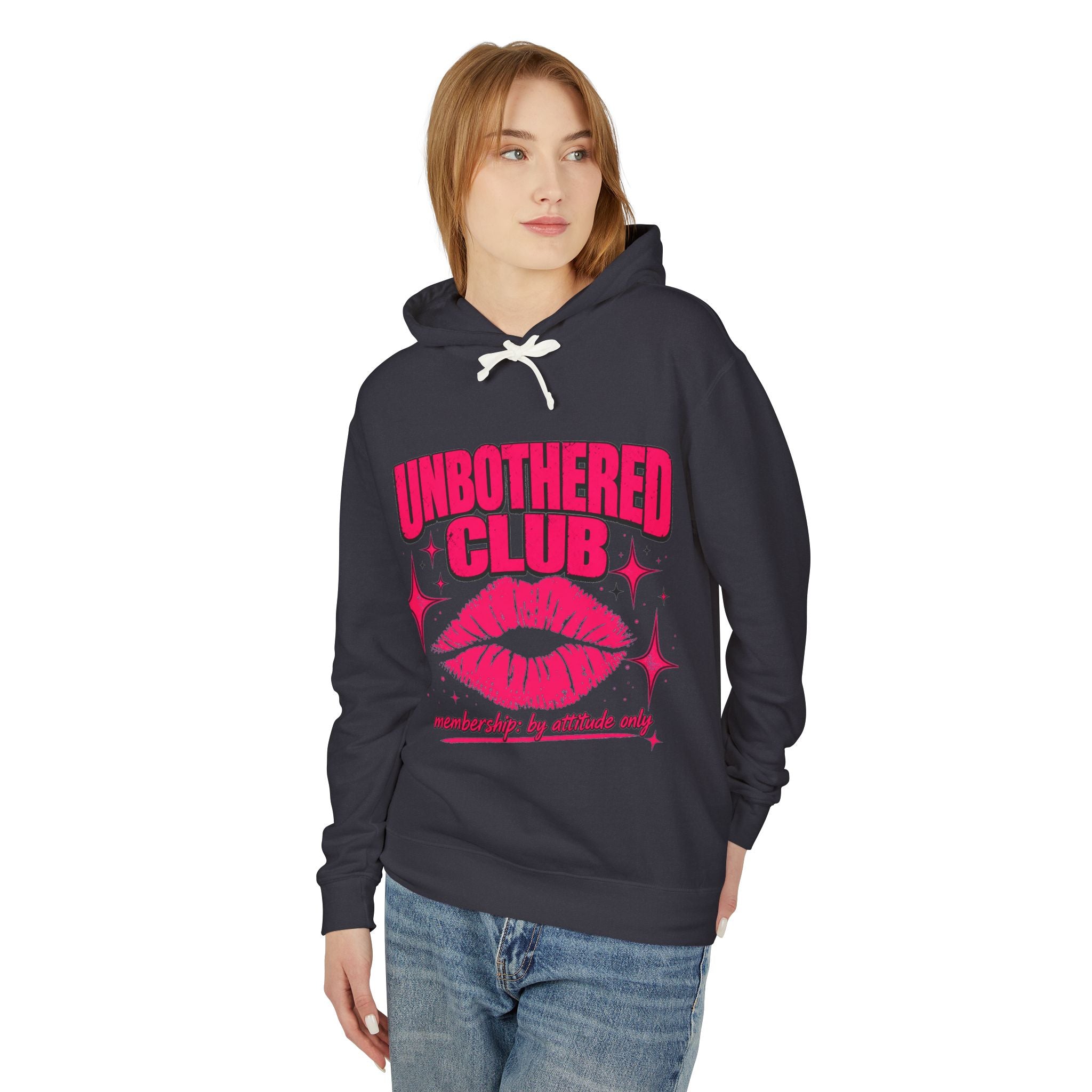 Unbothered Club Hoodie — Pink Kiss Graphic Womens Lightweight Sweatshirt
