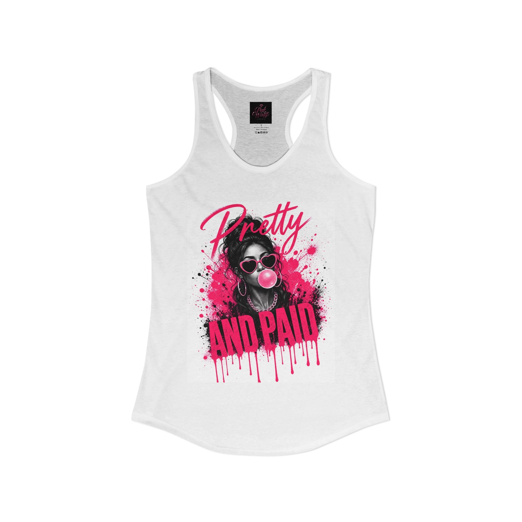 Pink Wisky Racerback Tank — Bold Print Womens Athletic Tank Top