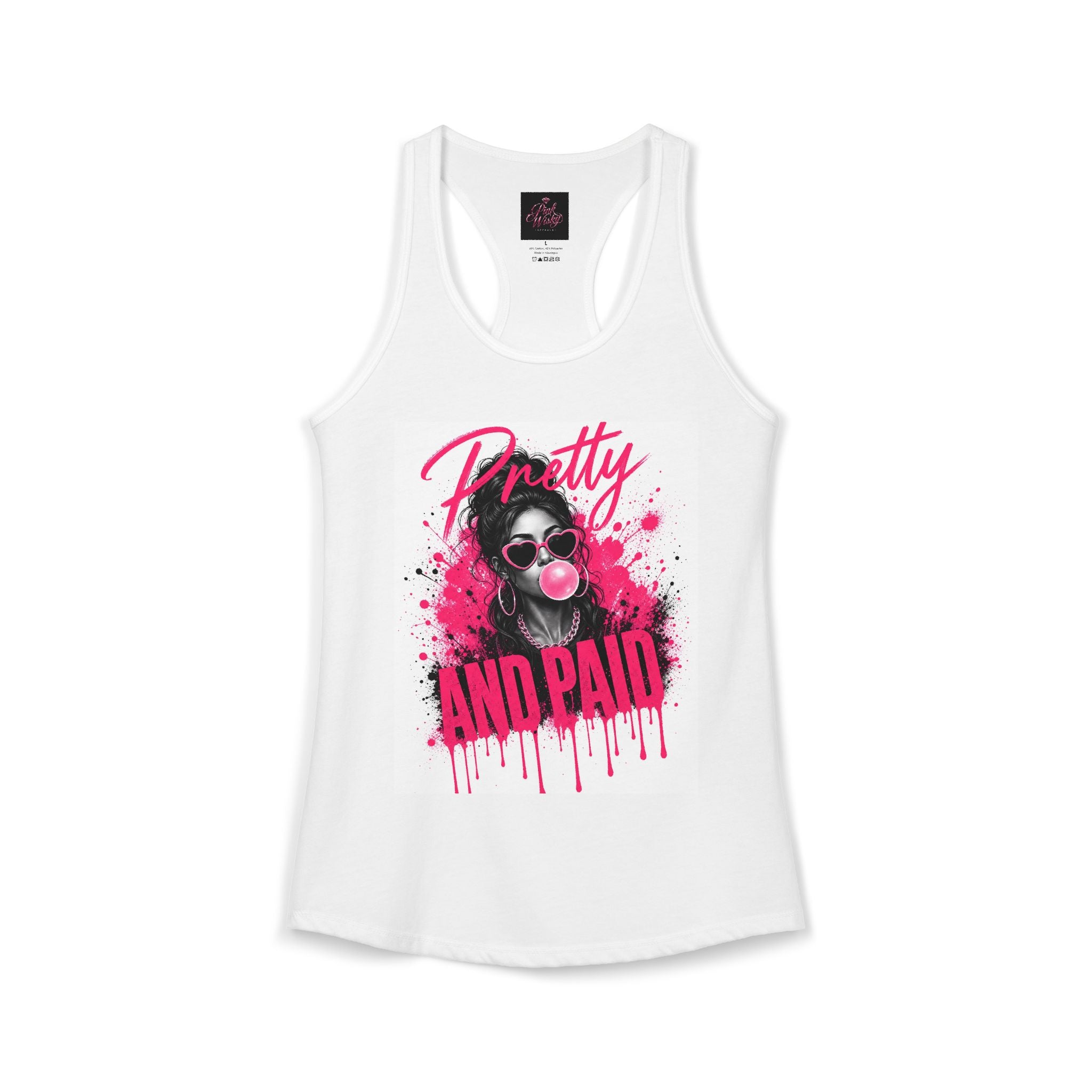 Pink Wisky Racerback Tank — Bold Print Womens Athletic Tank Top