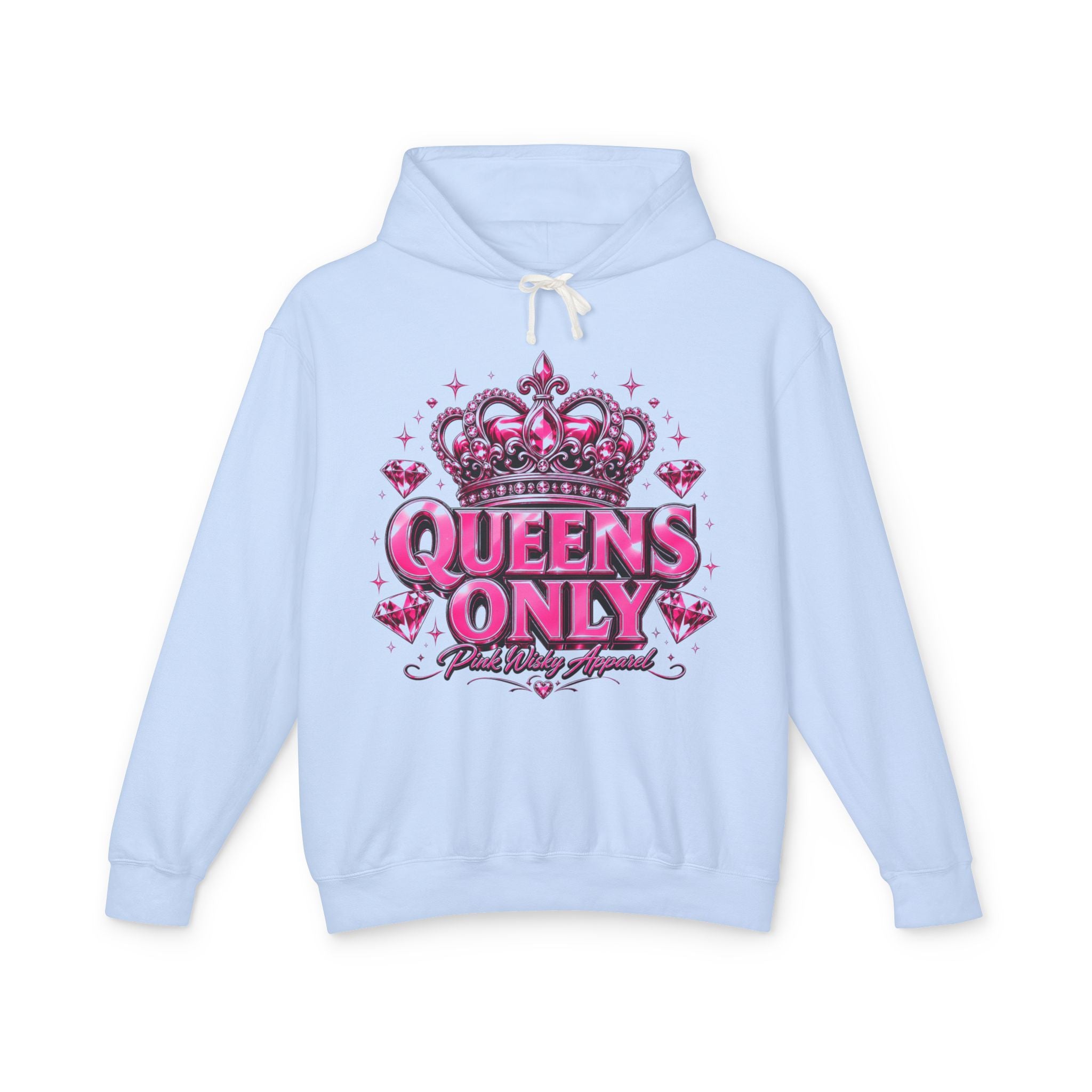 Queens Only Hoodie — Pink Crown Graphic Sweatshirt for Women