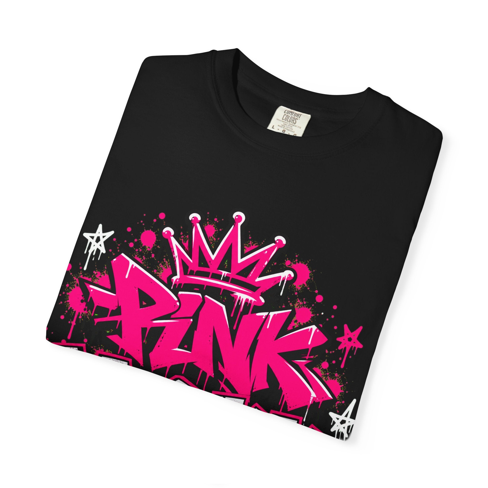 Pink Wisky Apparel Graffiti T-Shirt — Bold Pink Crown Streetwear Tee
