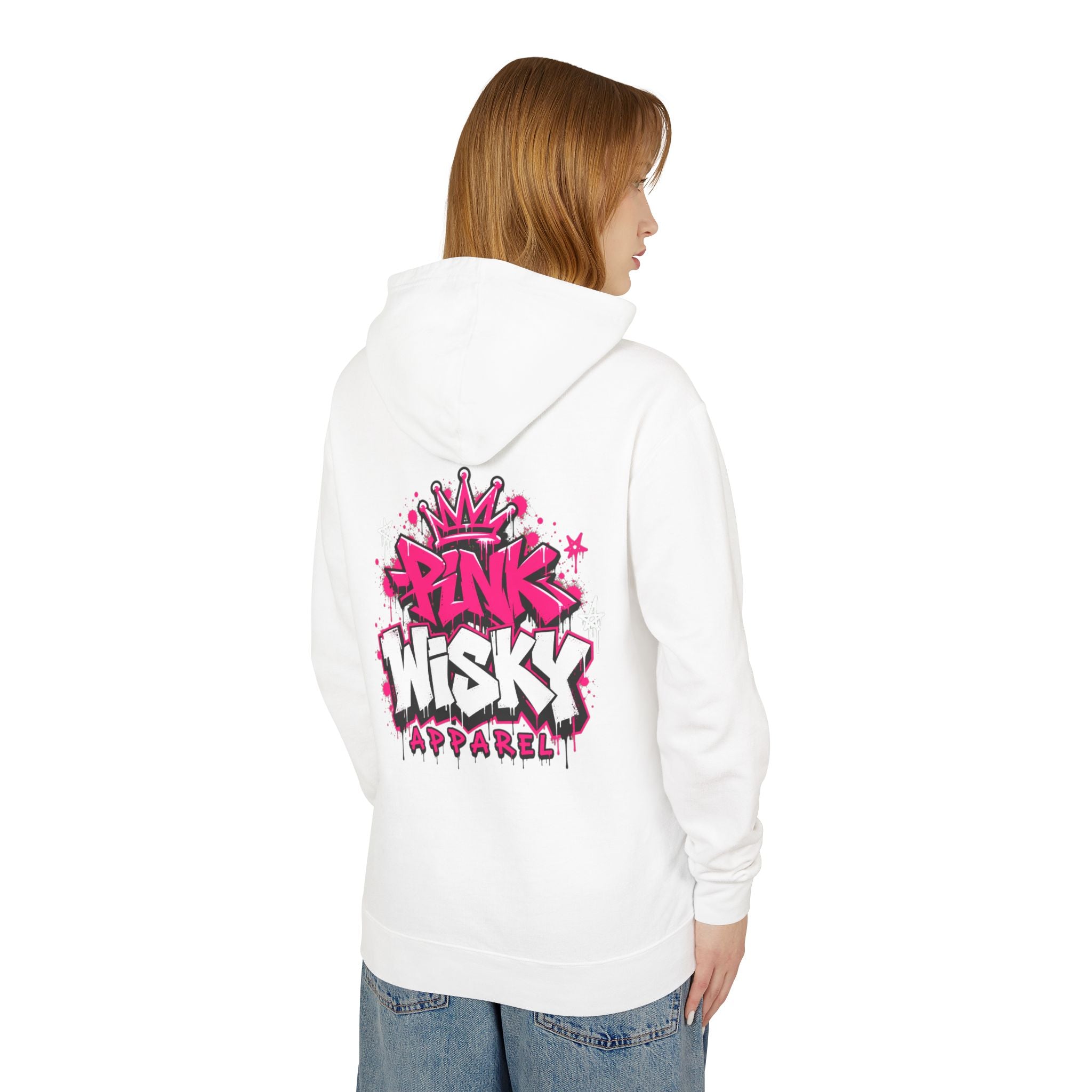 Proud American Woman Hoodie — Pink Graffiti Star Patriotic Pullover