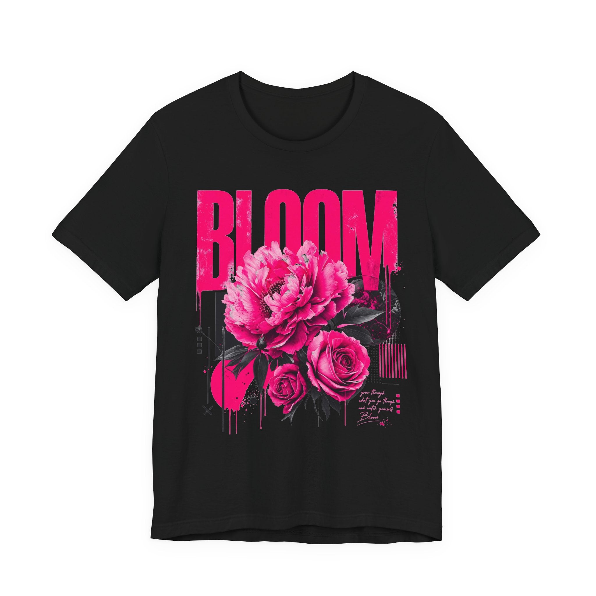 Abstract Bloom Graphic Tee — Women's Floral Pink Streetwear T-Shirt