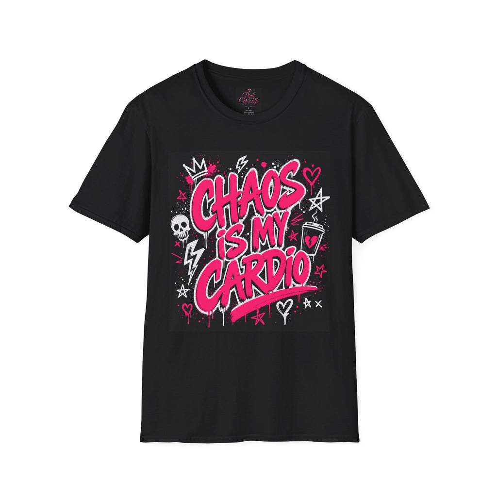 Chaos Is My Cardio Softstyle Tee — Women's Bold Graphic T-Shirt