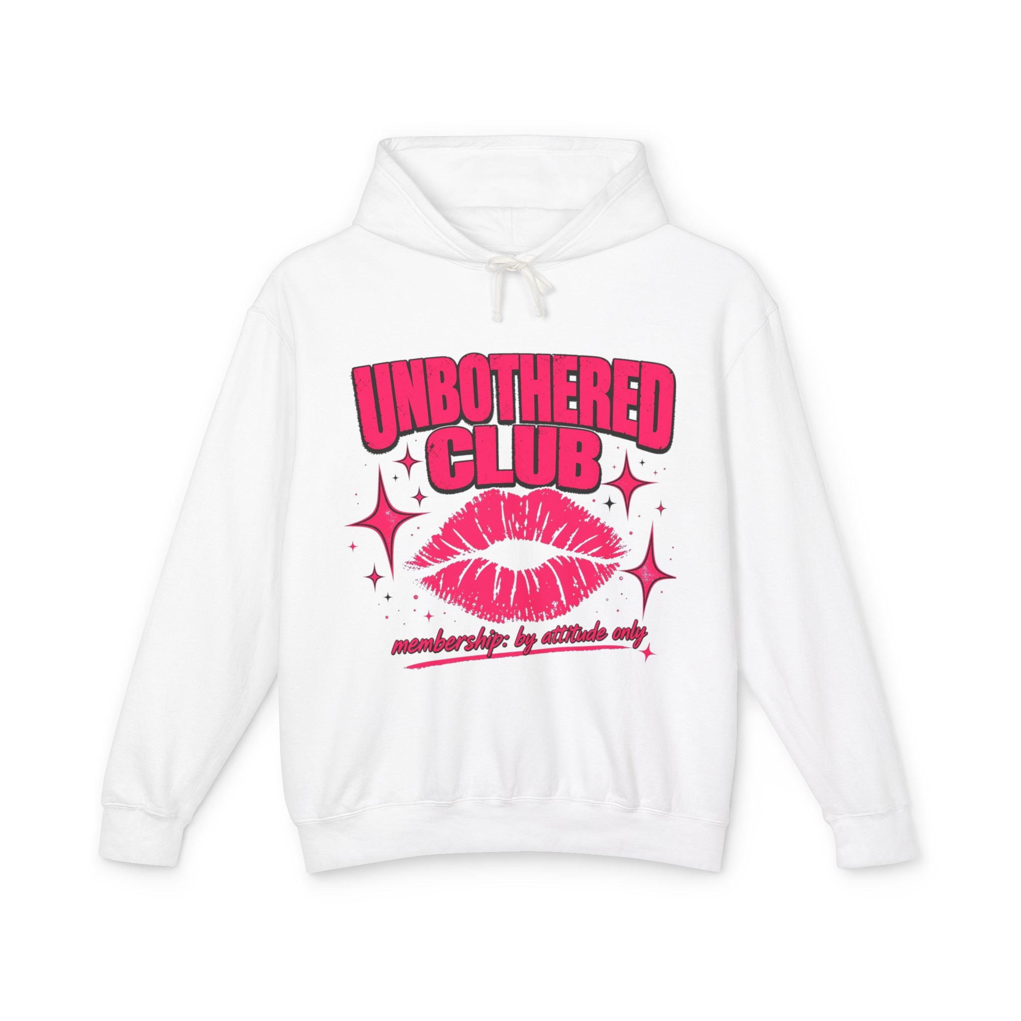 Unbothered Club Hoodie — Pink Kiss Graphic Womens Lightweight Sweatshirt