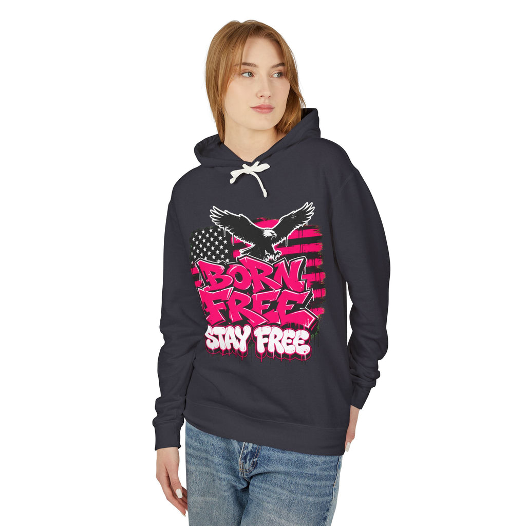 Born Free Stay Free Hoodie - Patriotic Eagle Graphic Pullover