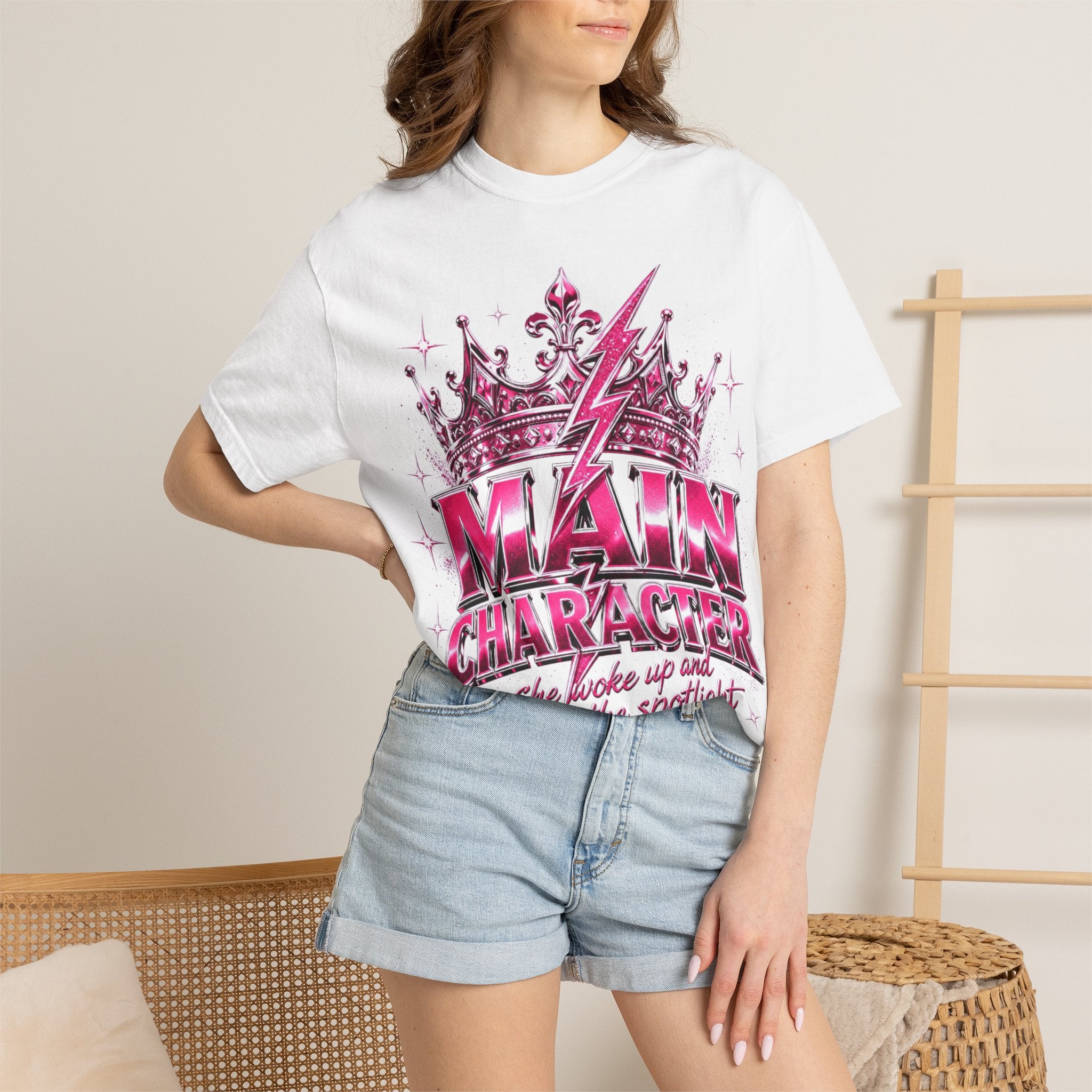 Main Character Graphic Tee — Crown & Lightning Bolt Womens T-Shirt