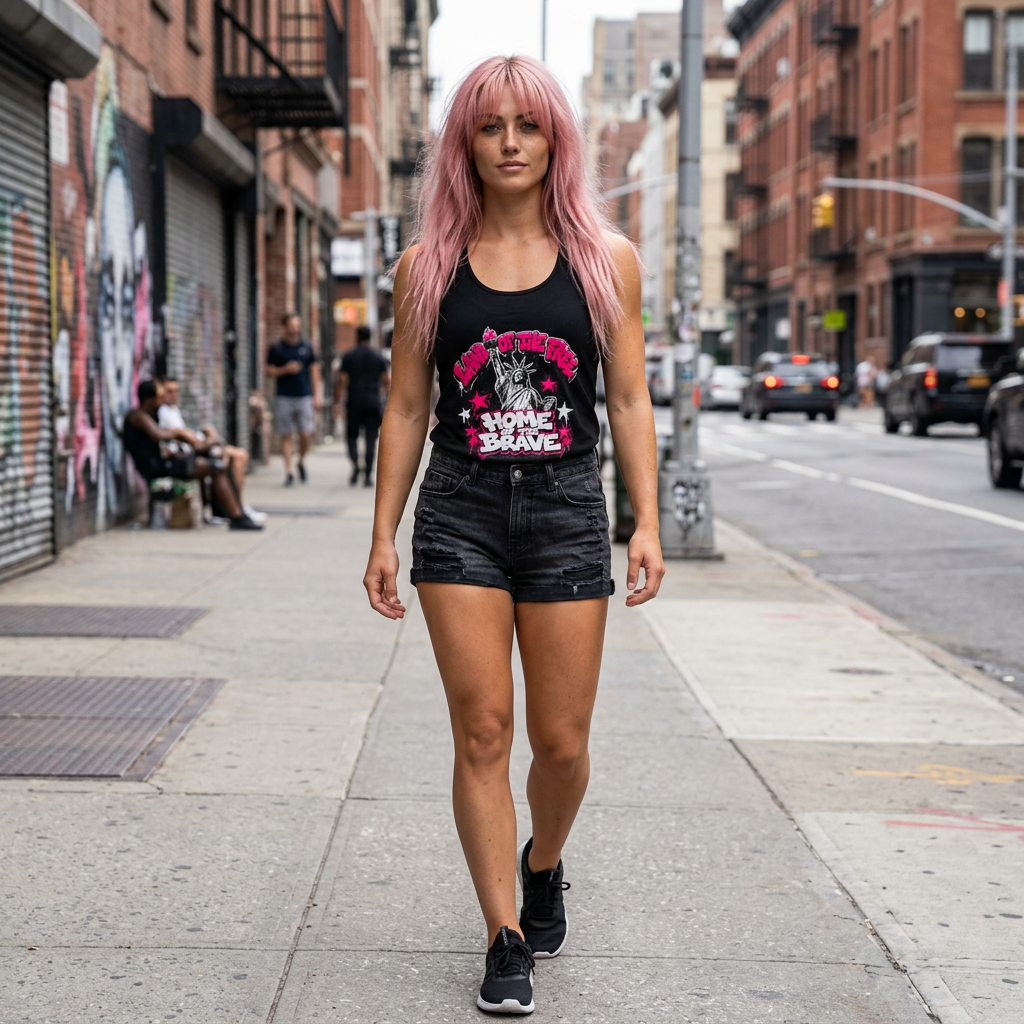 Land Of The Free Racerback Tank - Pink Wisky Streetwear