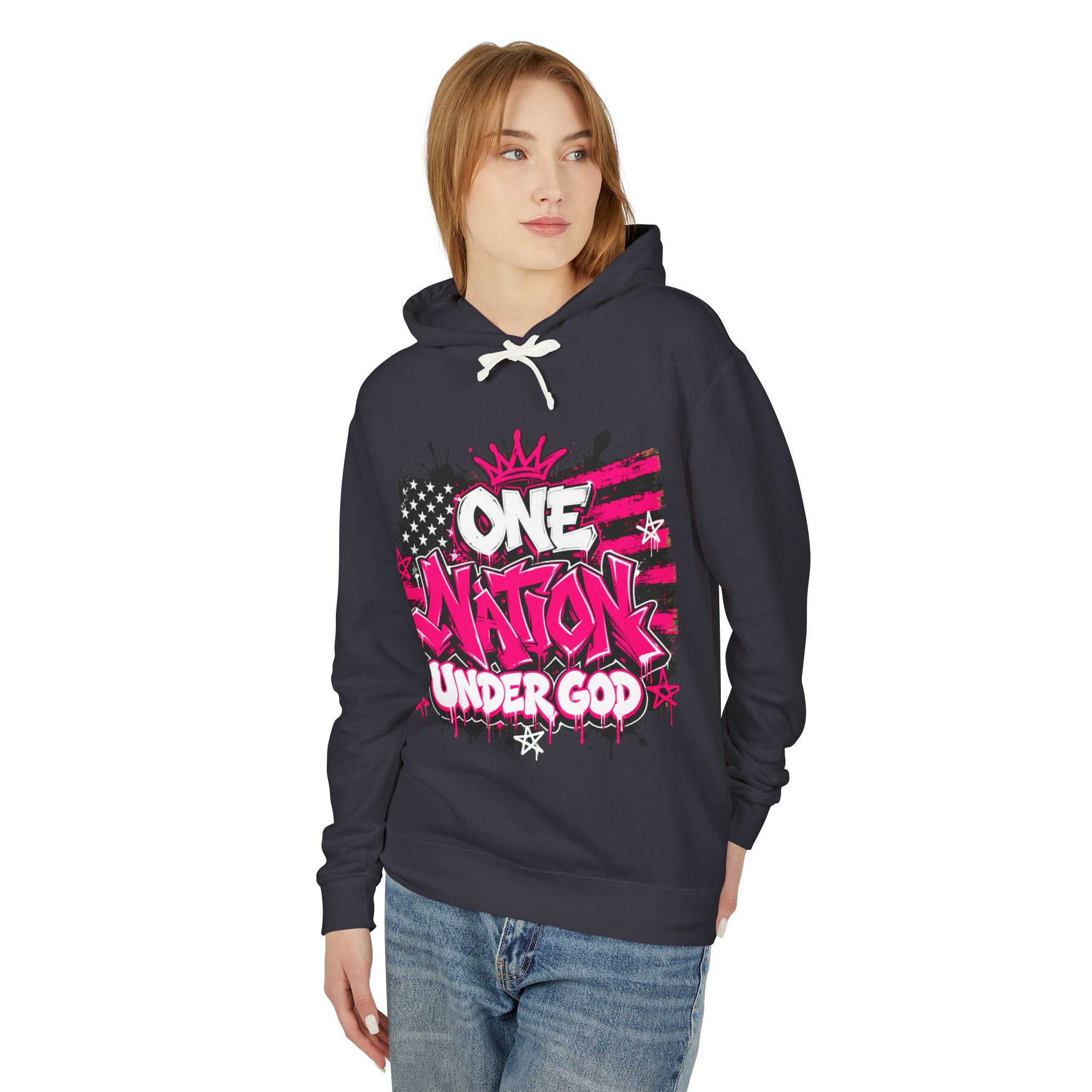 One Nation Under God Hoodie — Patriotic Graffiti Pullover