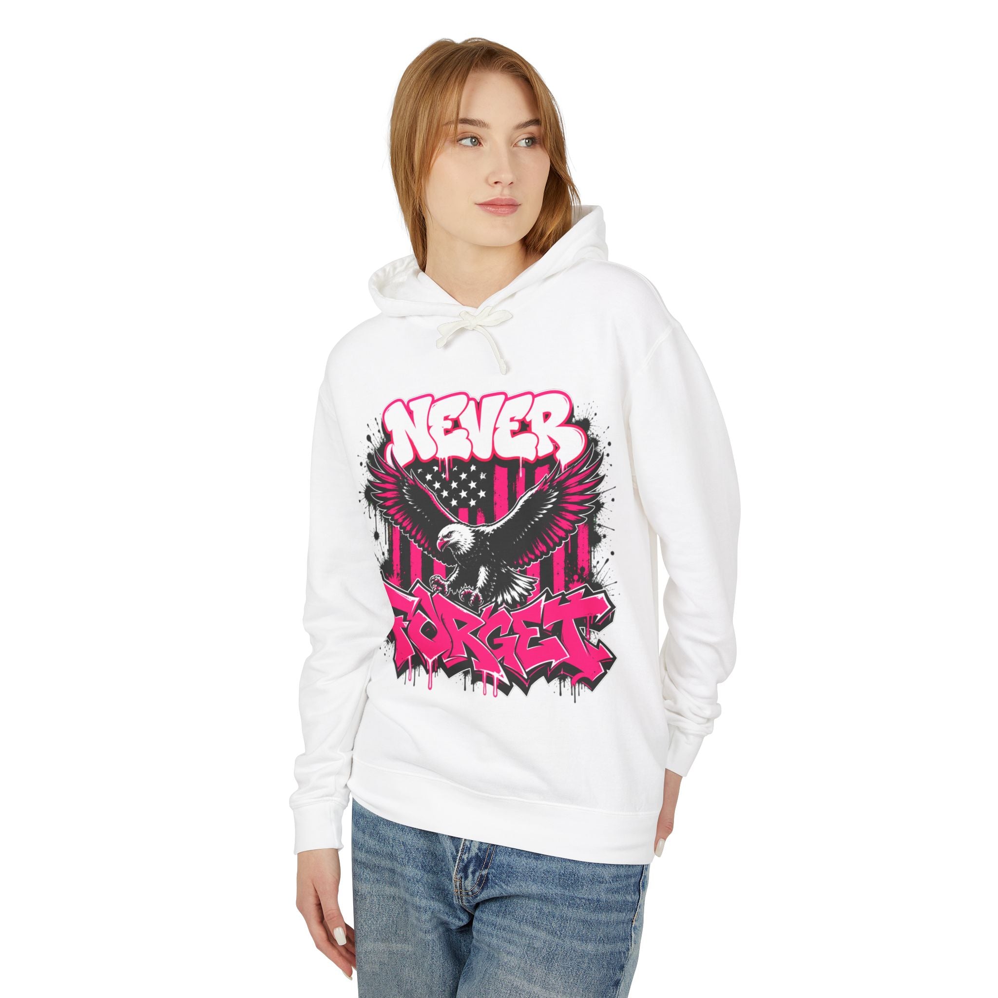 Never Forget Eagle Hoodie — Pink Wisky Graffiti Streetwear