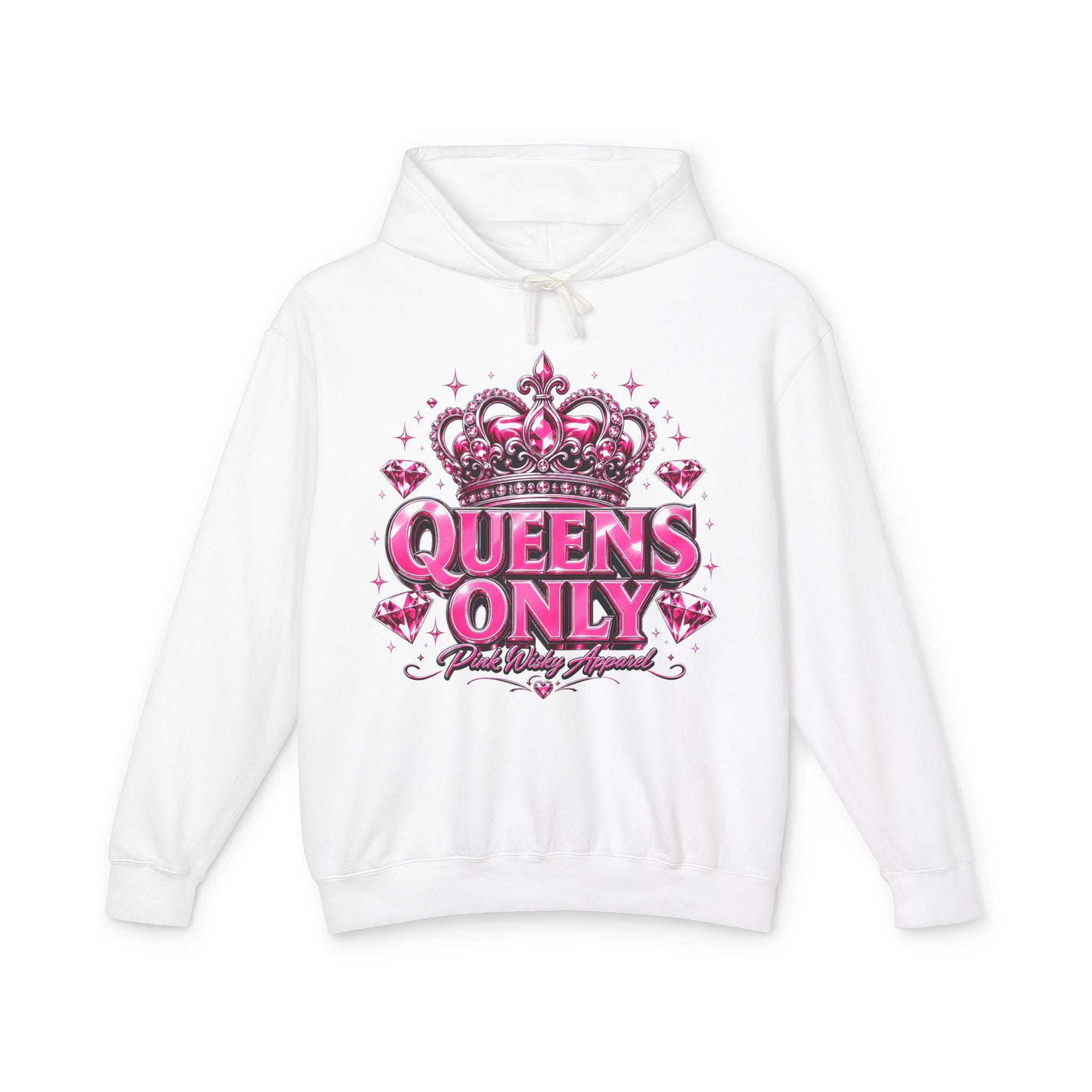 Queens Only Hoodie — Pink Crown Graphic Sweatshirt for Women