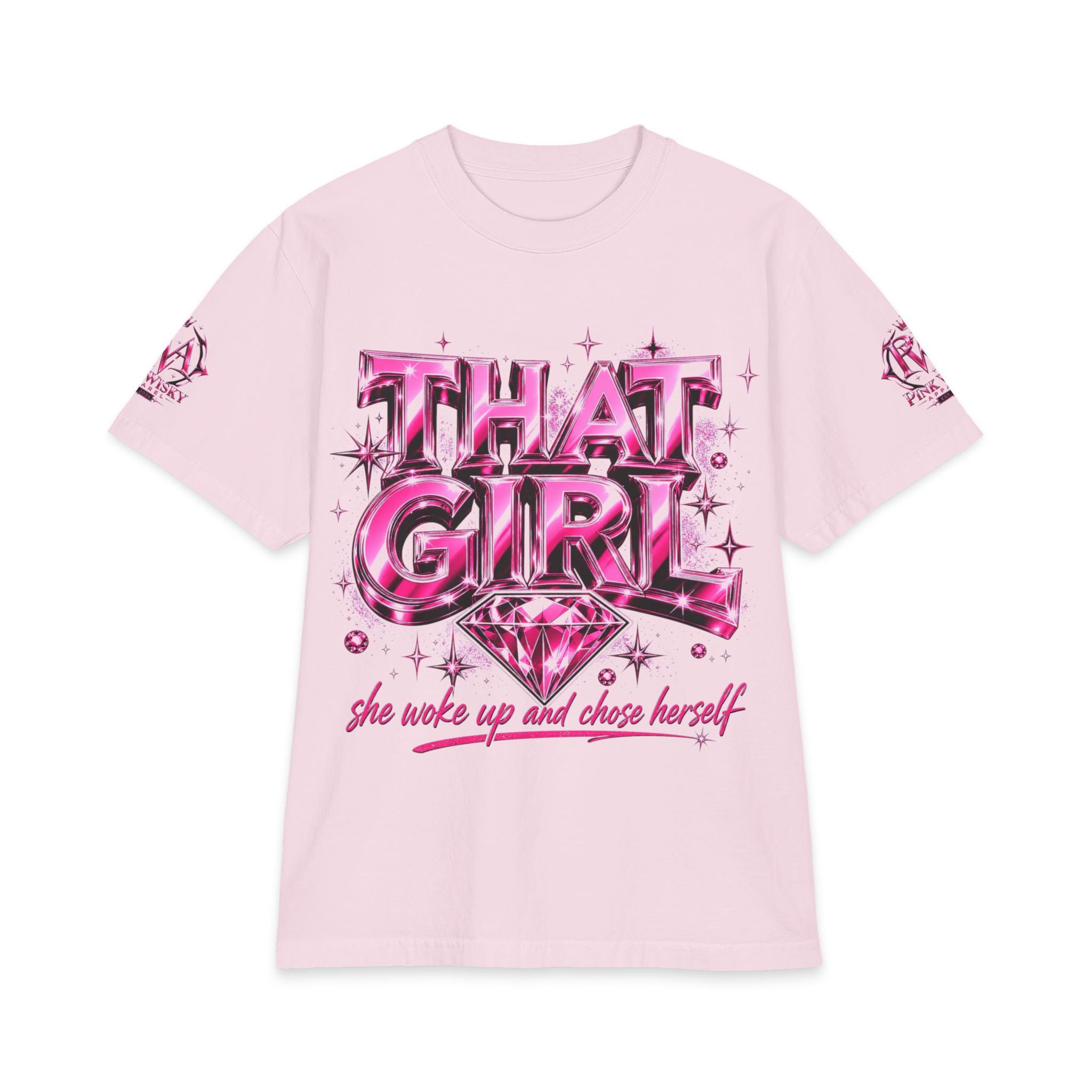 That Girl Graphic T‑Shirt — "She Woke Up and Chose Herself" Pink Diamond Tee