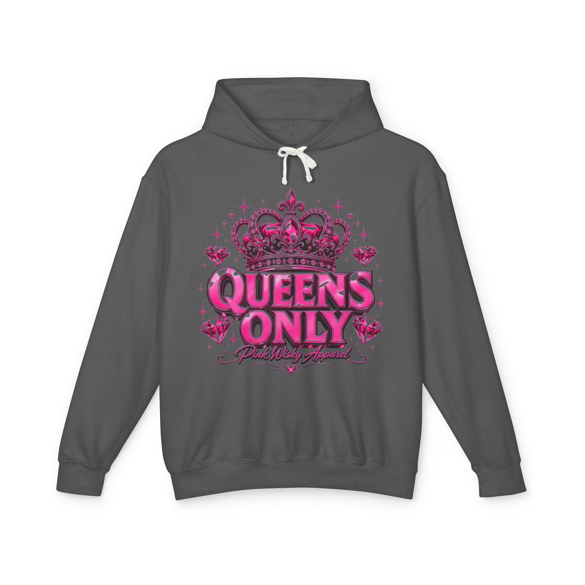 Queens Only Hoodie — Pink Crown Graphic Sweatshirt for Women