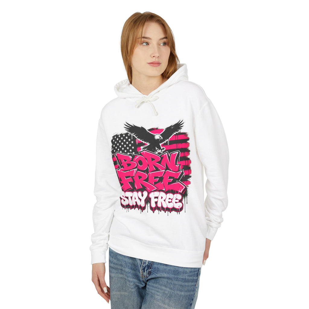 Born Free Stay Free Hoodie - Patriotic Eagle Graphic Pullover