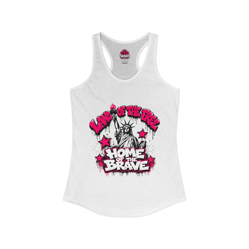 Land Of The Free Racerback Tank - Pink Wisky Streetwear