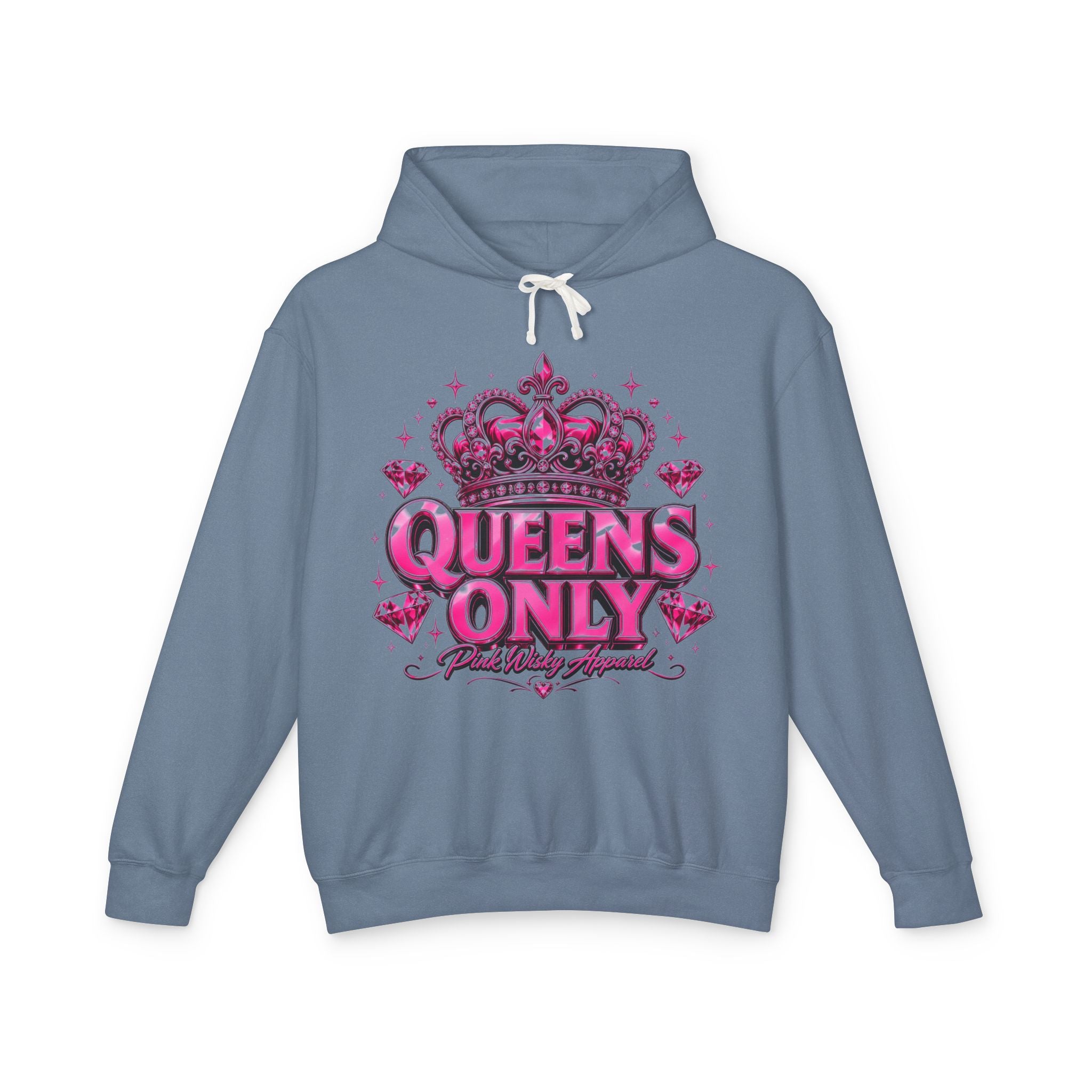 Queens Only Hoodie — Pink Crown Graphic Sweatshirt for Women