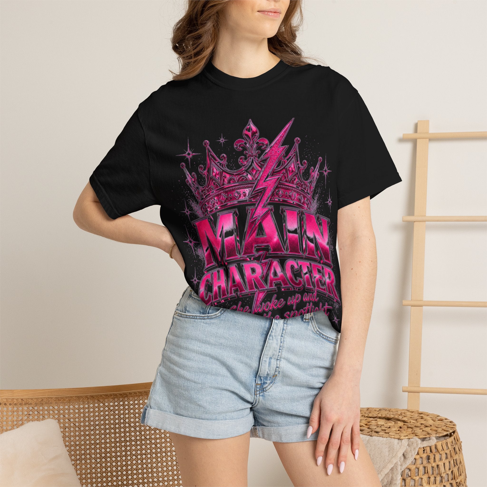 Main Character Graphic Tee — Crown & Lightning Bolt Womens T-Shirt