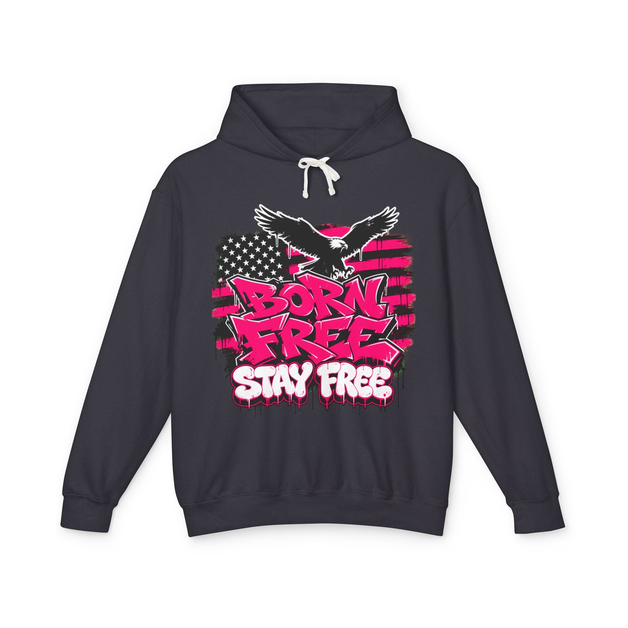 Born Free Stay Free Hoodie - Patriotic Eagle Graphic Pullover
