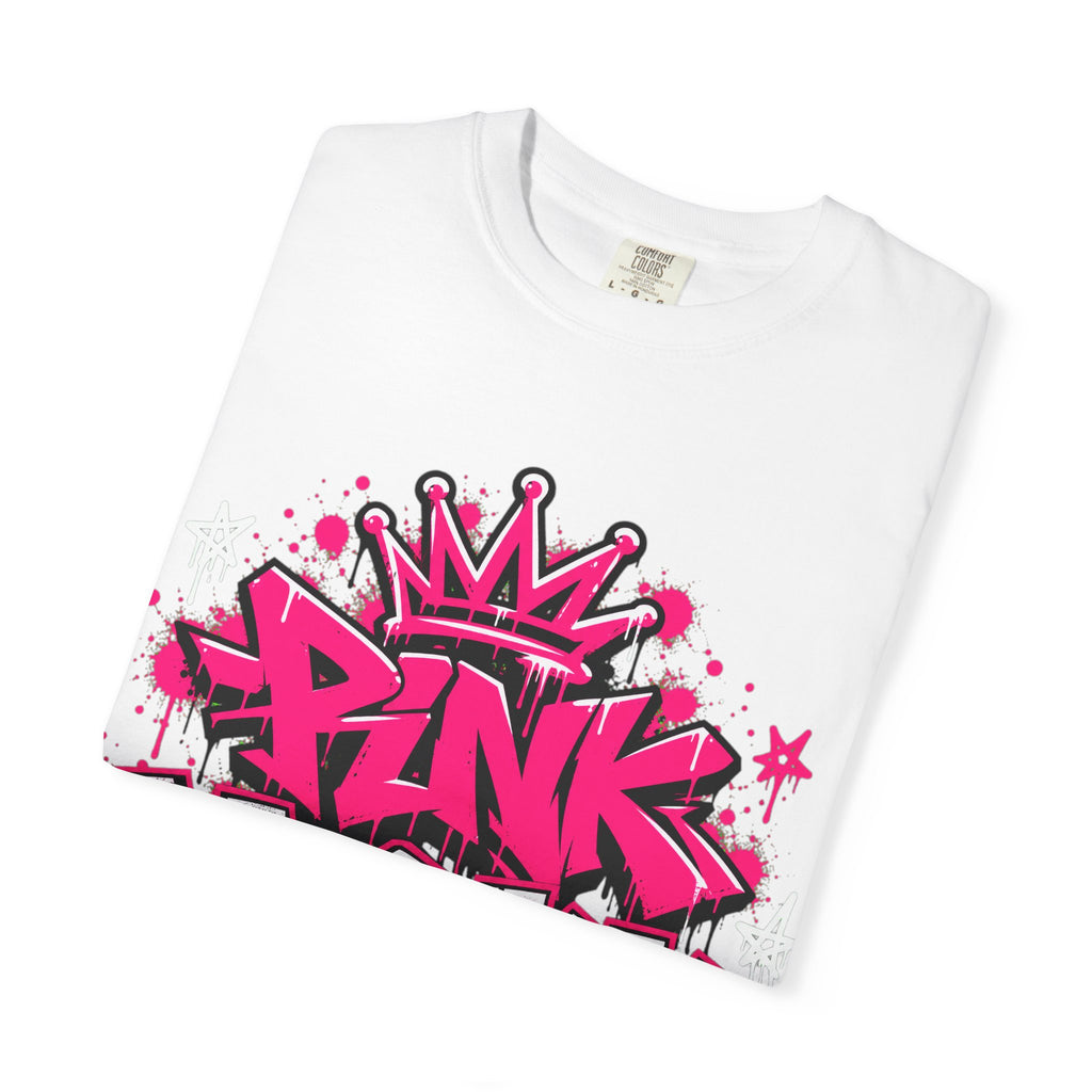 Pink Wisky Apparel Graffiti T-Shirt — Bold Pink Crown Streetwear Tee