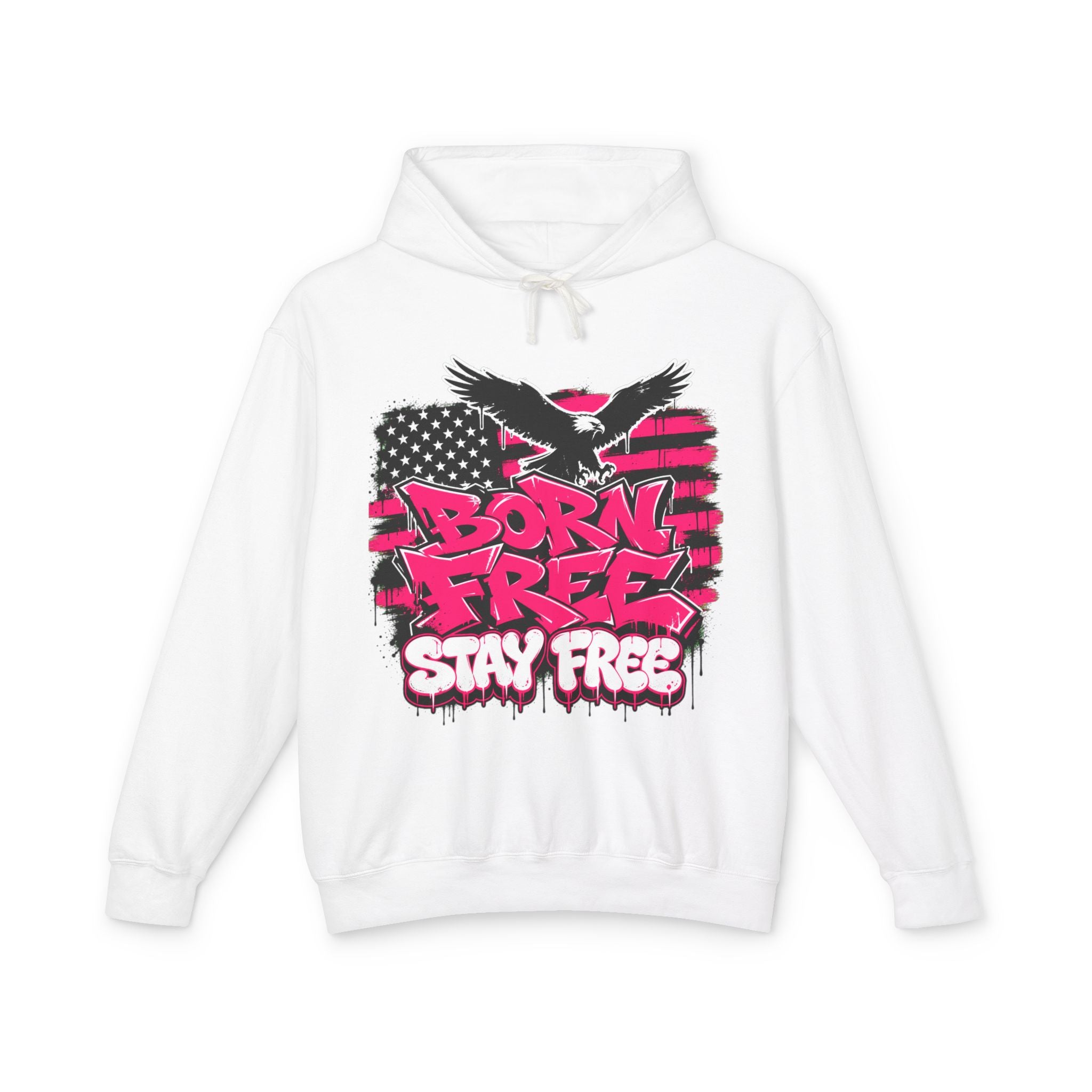 Born Free Stay Free Hoodie - Patriotic Eagle Graphic Pullover